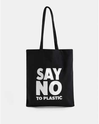 Černá plátěná taška s potiskem ZOOT Original Say no to plastic