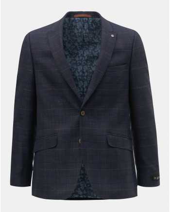 Tmavě modré kostkované oblekové slim fit sako Burton Menswear London