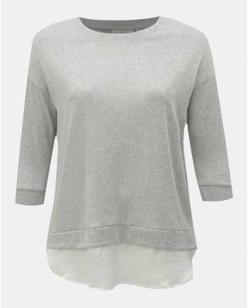 Světle šedý lehký svetr s košilovou vsadkou ONLY CARMACOMA Lyncis