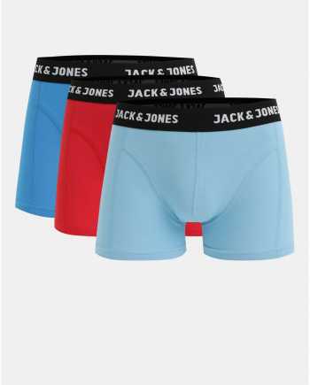 Sada tří boxerek v červené a modré barvě Jack & Jones Bear