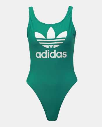 Zelené dámské jednodílné plavky s potiskem adidas Originals