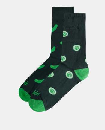 Tmavě zelené vzorované ponožky Fusakle Šalátovka