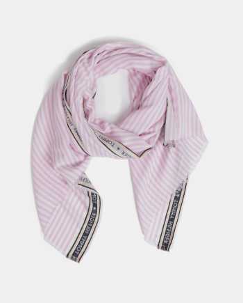Růžový pruhovaný šátek Tommy Hilfiger