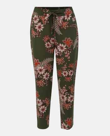 Khaki květované kalhoty Dorothy Perkins Petite