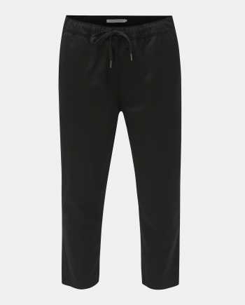 Černé pánské zkrácené kalhoty s příměsí vlny Calvin Klein Jeans