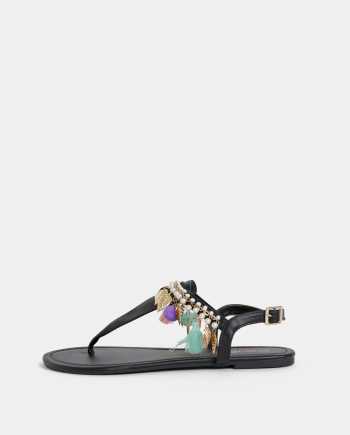 Černé dámské sandály s ozdobnými detaily Haily´s Pom