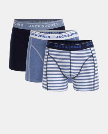 Sada tří boxerek v modré a bílé barvě Jack & Jones Solid