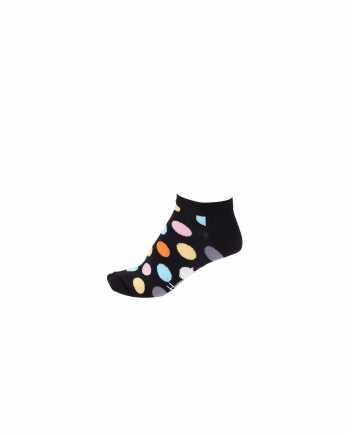 Černé kotníkové unisex ponožky s barevnými puntíky Happy Socks