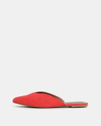Červené pantofle v semišové úpravě Pieces Cameo