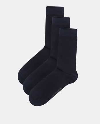 Sada tří párů tmavě modrých ponožek Selected Homme Cotton