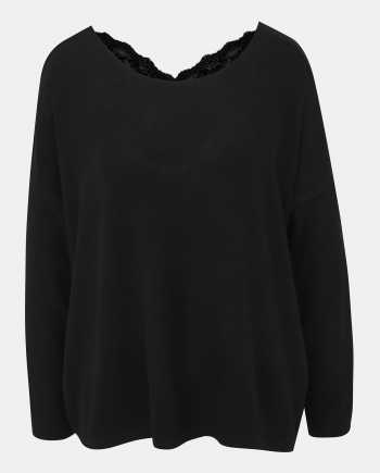 Černý lehký svetr s krajkovým detailem ONLY Kleo