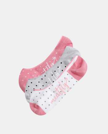 Sada tří párů dámských nízkých ponožek v růžové