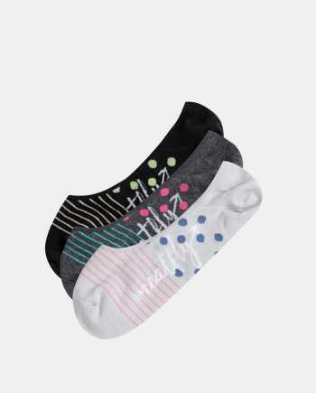 Sada tří párů dámských nízkých ponožek v šedé a černé barvě Meatfly