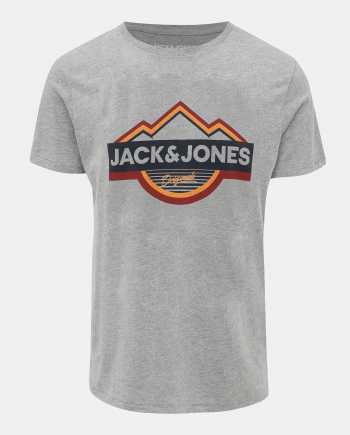 Šedé žíhané tričko s potiskem Jack & Jones Dorsey