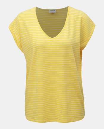 Žluté pruhované basic tričko AWARE by VERO MODA Ava