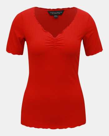 Červené žebrované tričko Dorothy Perkins