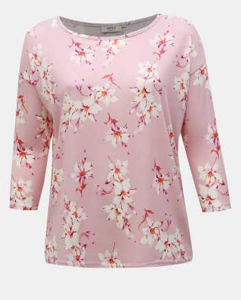 Růžové květované tričko ONLY CARMAKOMA Alba