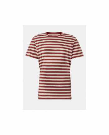 Krémovo-vínové pánské pruhované basic tričko Tom Tailor