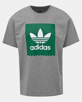 Šedé pánské žíhané tričko s potiskem adidas Originals