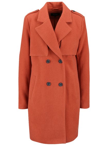 Oranžový vlněný kabát na dvouřadé zapínání VILA Maja