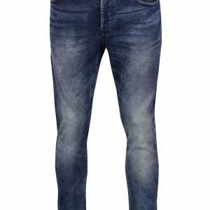 Tmavě modré slim džíny s vyšisovaným efektem ONLY & SONS Loom