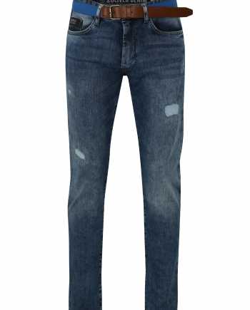 Modré pánské slim džíny s potrhaným efektem s.Oliver