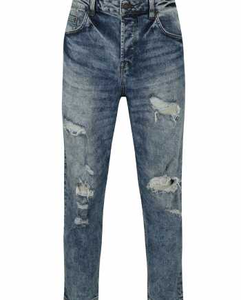 Modré žíhané zkrácené džíny s potrhaným efektem ONLY & SONS Beam