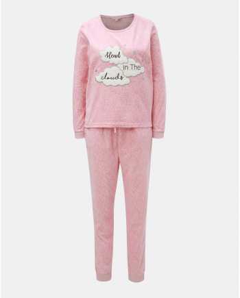 Růžové dvoudílné fleecové pyžamo s motivem mraků Dorothy Perkins