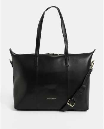 Černá kožená cestovní taška s kapsou na notebook Smith & Canova
