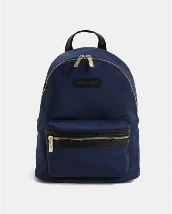 Modrý batoh s koženými detaily Smith & Canova