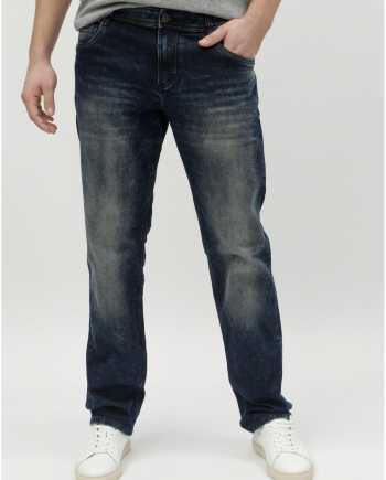 Modré pánské slim džíny s vyšisovaným efektem Tom Tailor