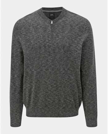 Tmavě šedý žíhaný svetr se zipem Burton Menswear London