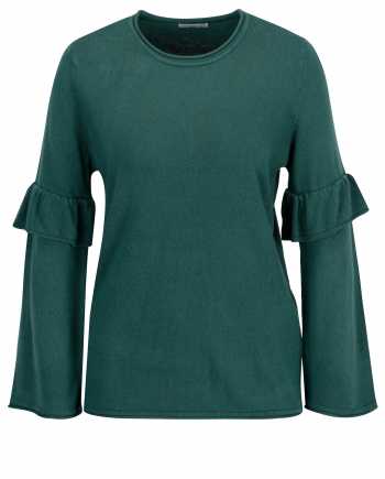 Zelený svetr s volány na rukávech Jacqueline de Yong Stardust