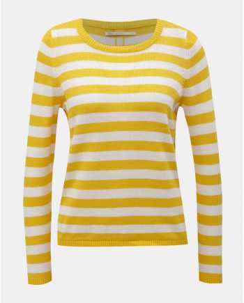 Bílo-žlutý pruhovaný svetr s knoflíky ONLY Dorthea