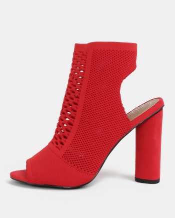 Červené sandálky na širokém podpatku MISSGUIDED