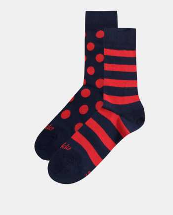 Červeno-modré vzorované ponožky Fusakle Krvavá noc