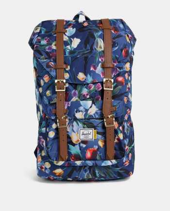 Tmavě modrý dámský květovaný batoh Herschel Supply Little America 17 l