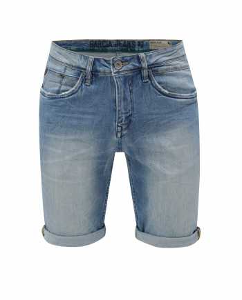 Modré pánské džínové kraťasy s vyšisovaným efektem Garcia Jeans
