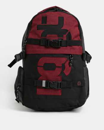 Červeno-šedý batoh s odnímatelným bederním popruhem a pláštěnkou NUGGET 30 l