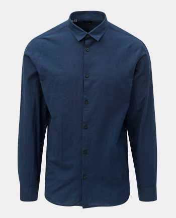 Tmavě modrá slim fit košile s příměsí lnu Selected Homme Linen