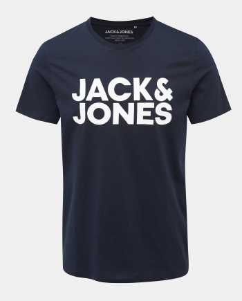 Tmavě modré slim fit tričko s potiskem Jack & Jones Corp