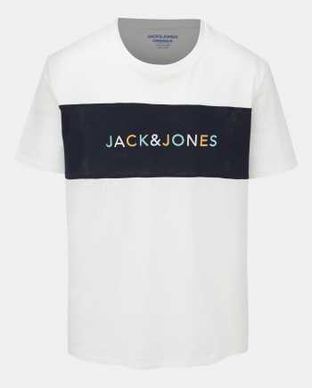 Bílé tričko s výšivkou Jack & Jones Albas