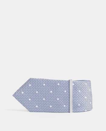 Modrá vzorovaná slim kravata se sponou Burton Menswear London Clip