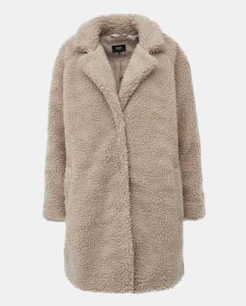 Béžový kabát z umělé kožešiny ONLY Aurelia