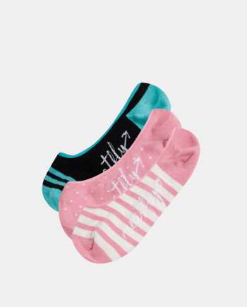 Sada tří párů dámských nízkých ponožek v růžové a černé barvě Meatfly