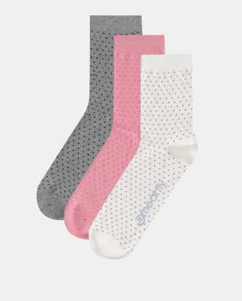 Sada tří párů dámských ponožek v krémové