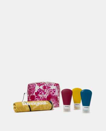 Transparentní vzorovaná cestovní kosmetická taštička s ručníkem Desigual