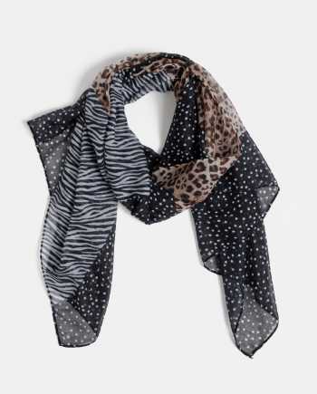 Hnědo-černý šátek s leopardím vzorem Dorothy Perkins