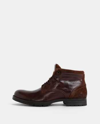 Hnědé pánské kožené kotníkové boty Jack & Jones Harry