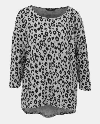 Černo-šedý volný svetr s leopardím vzorem Only Elcos